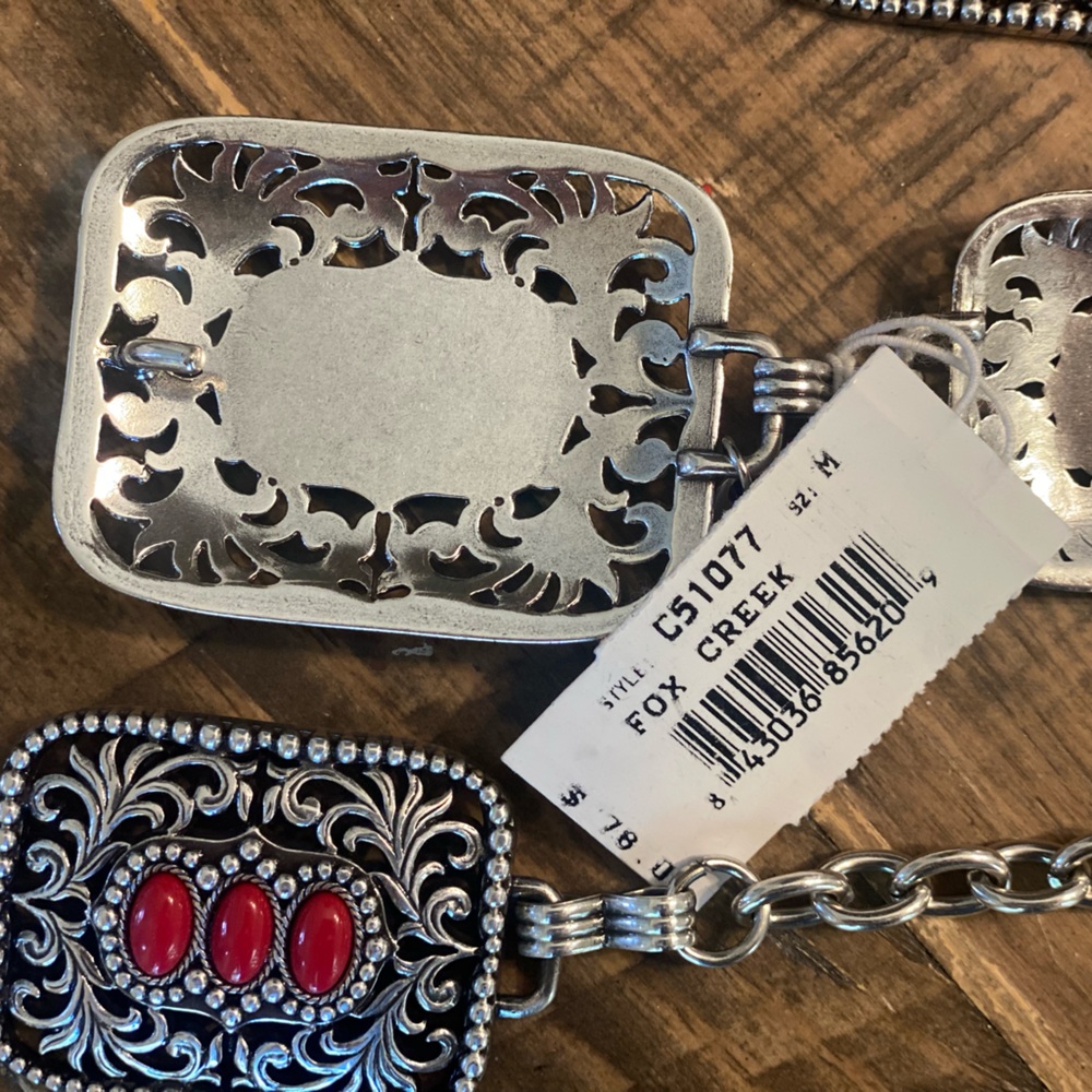 Silver and Red Ornate Women's Belt - Picture 3 of 3